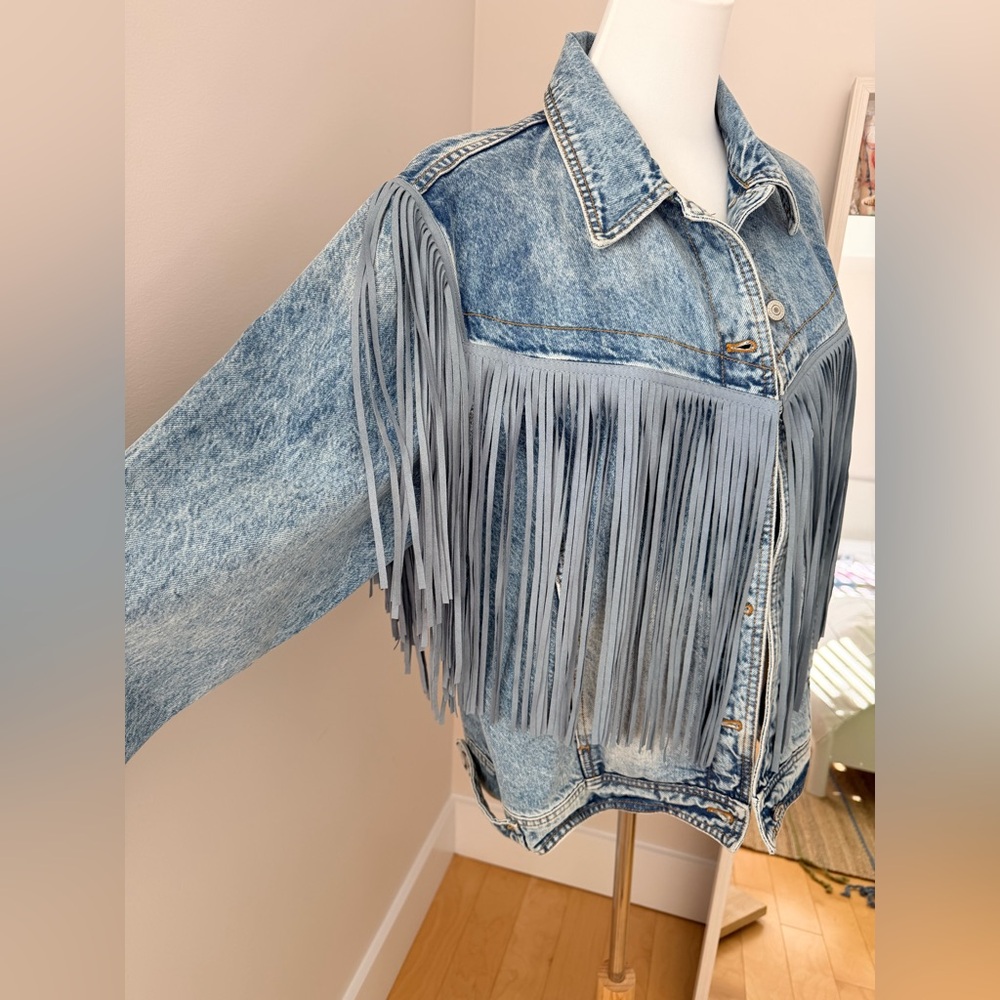 FREE PEOPLE We The Free After Hours Fringe Denim Jacket - Picture 9 of 12